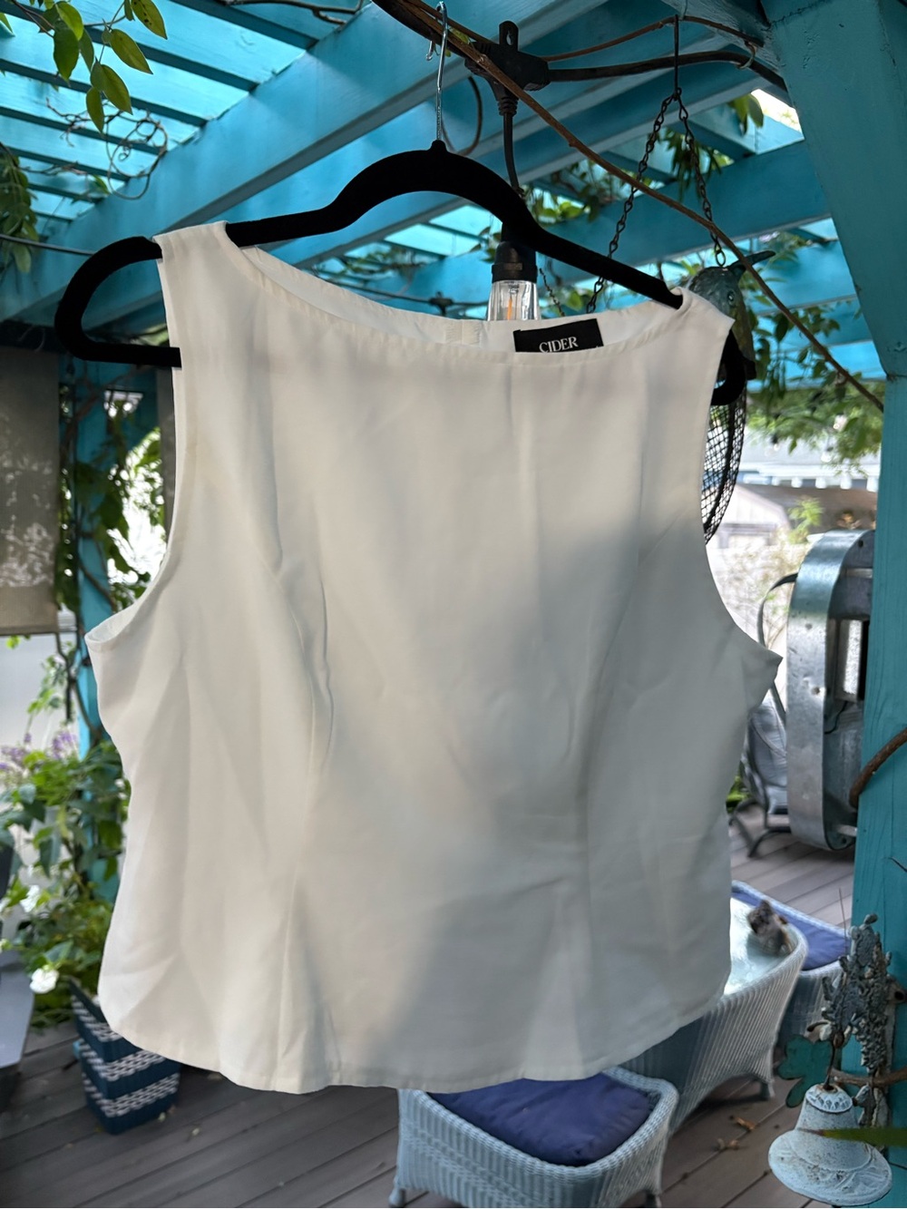 Cider White Satin-Look Boatneck Tank